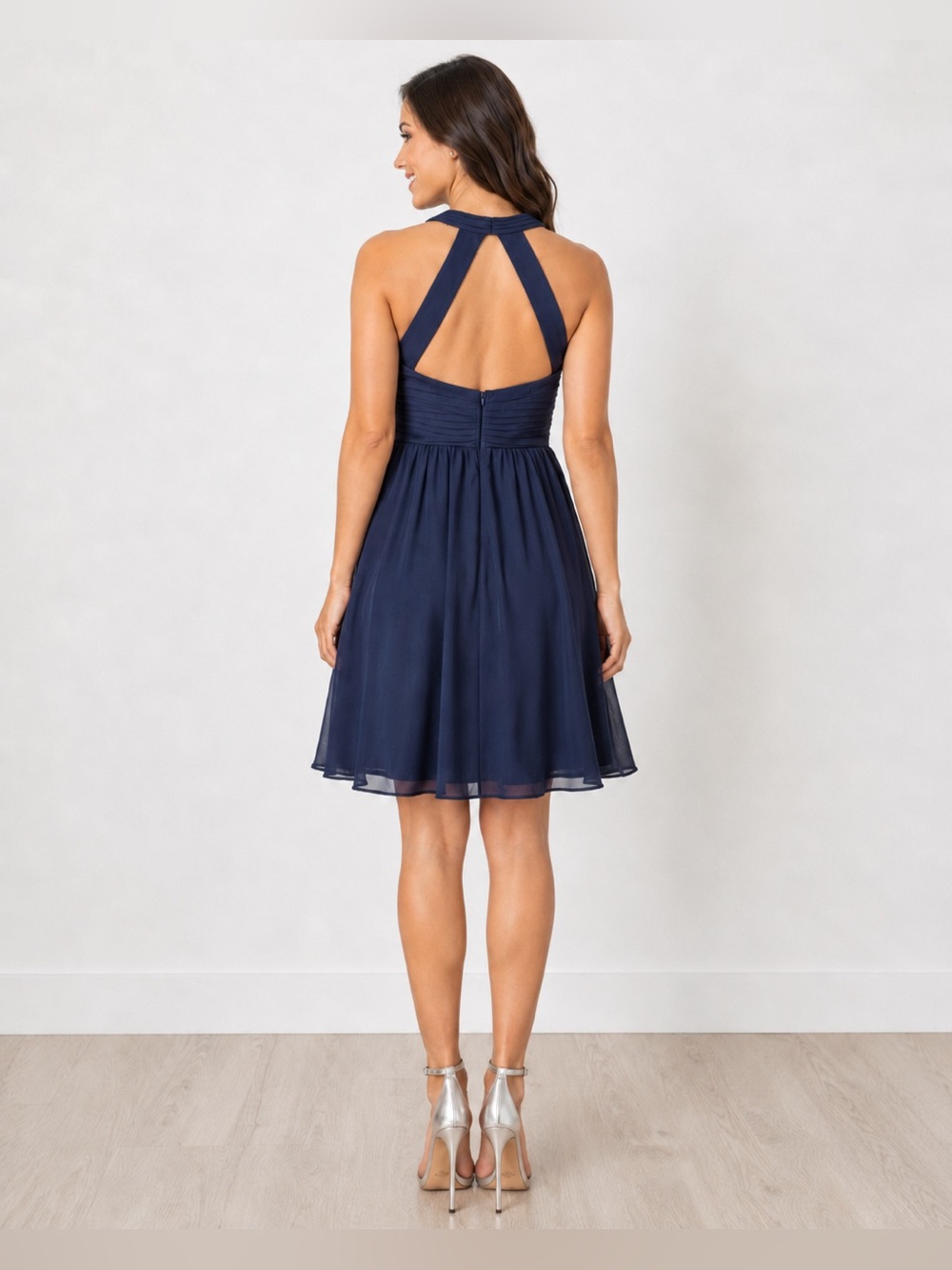 Speechless Navy Blue Halter Pearl Beaded Cocktail Party Dress Size 1 - Picture 2 of 9